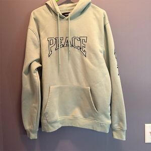 Rue 21 Men's Oversized Standard Peace Hoodie Medium Light Green Pullover